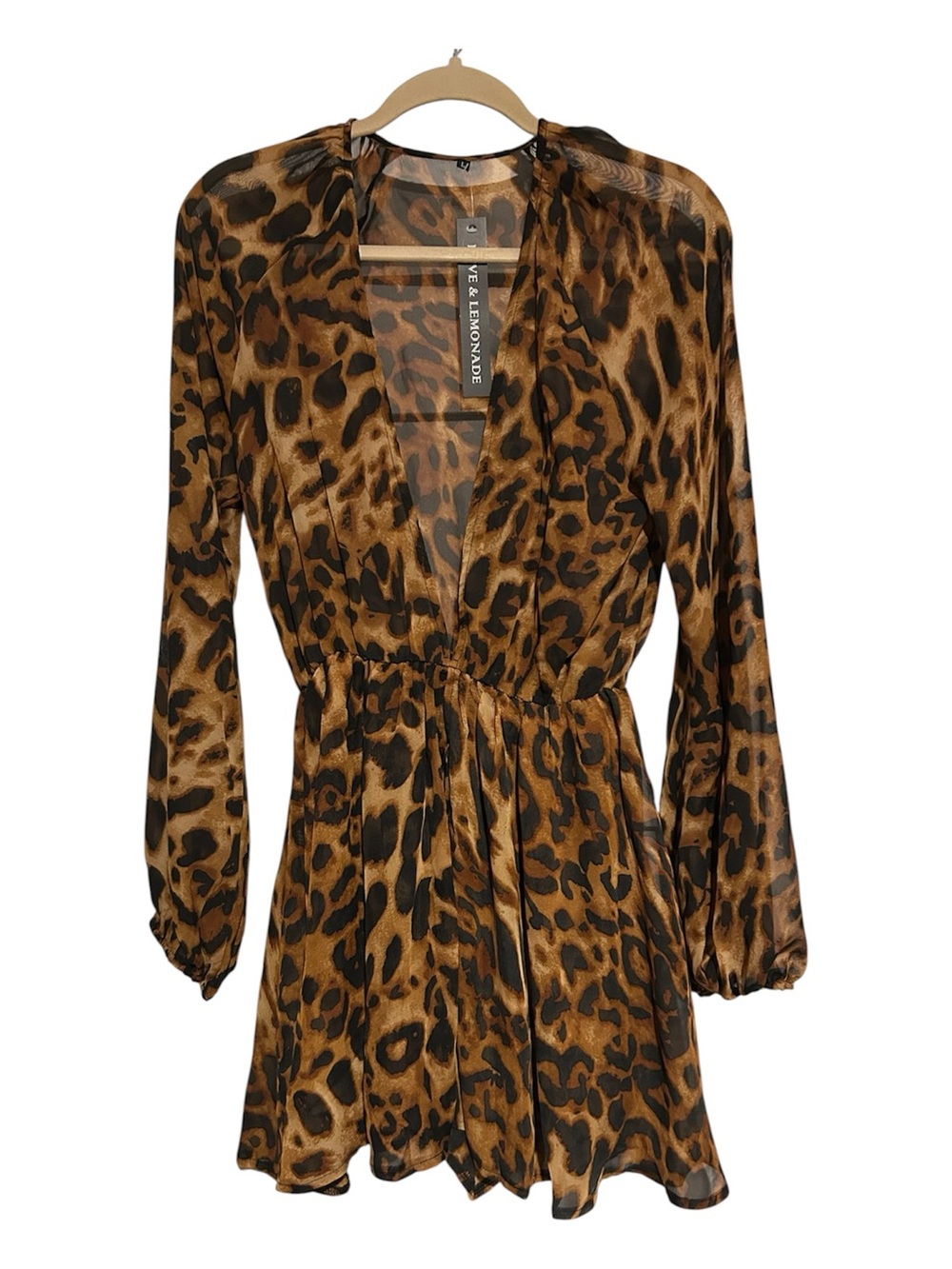 Love&Lemonade Cheetah / Leopard Deep V Dress-Romper Size Large New